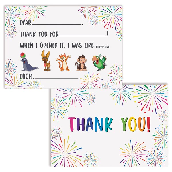 Better Office Products Kids Write-In Thank You Notecards & Envelopes for Boys and Girls, 4.25in. x 6in., 50PK 64632 - main